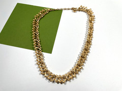 Vintage Trifari Gold Tone Choker Necklace Link Brush & Shiny Gold Elegant