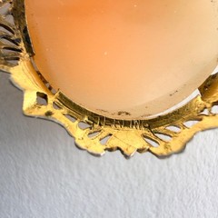 Vintage Sterling Silver Cameo Brooch Filigree Gilt Gold Wash Carved Shell Pin