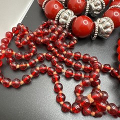 Vintage Red Pink Jewelry Lot 6 Necklaces 3 Earrings Chunky Beaded Statement