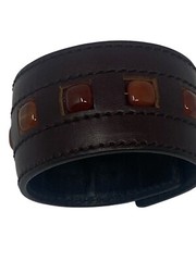 Yves Saint Laurent Vintage Brown Rive Gauche Leather Cuff Bracelet YSL