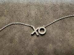 2.06g Vintage Sterling Silver 925 XO Pendant Necklace Adjustable M 17 in