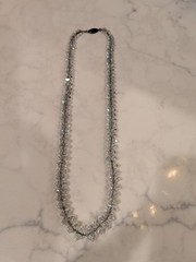 RARE Art Deco Hexagon beaded silver rock crystal 18” necklace