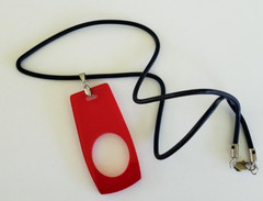 Vintage Red Plexiglass Stylescience Eyewear Holder Black Cord 19.5″ in Card