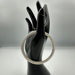 Vintage Silver-Tone Wide Mesh Chain Cuff Bracelet Unisex