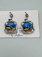Vtg Butterfly Earrings With Western Cactus Desert Theme By Hoffman Silver