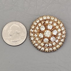 Vintage Rhinestone Brooch Round Domed 1 3/8″