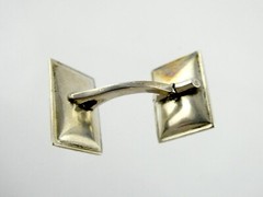 Vintage 800 Silver White and Black Enamel with Seed Pearl Bullet Back Cufflinks