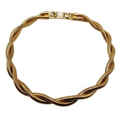 Vintage MONET Gold Snake Chain Choker Necklace Twisted Double Strand