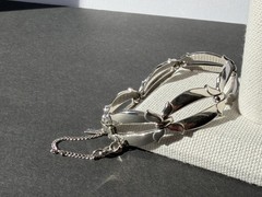 Vintage Monet Large Open Link Silver Tone Bracelet Safety Chain 7 inches