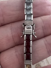 Vintage Sterling 925 Channel Set Square Cut Multi Colored Gemstone Bracelet