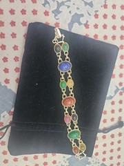 Vintage Gold Tone Scarab Double Links Bracelet