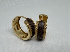 14k Yellow Gold Enameled Cheetah Leopard Print Hoop Earrings Vintage, 21mm, SLC