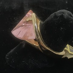 Vintage 18KT GE Gold Plated Pink Austrain Crystal Unique Cut Ring varied sizes