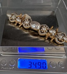 Vintage Miriam Haskell Baroque Faux Pearl Rhinestone Brooch w/ Original Tag