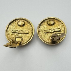 Vintage White Stag Goldtone Metal Amber Colored Round Clipping Earrings