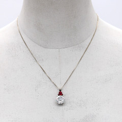 Vintage AGI 925 Italy Pink Tourmaline Supernova Quartz Solitaire Necklace 4.59g