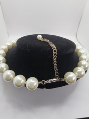Vintage Glass Pearl Necklace | Elegant Vintage Style 16″ w/ Extender *HEAVY*