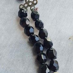 Vintage Double Strand Jet Black Faceted Bead Necklace