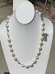NOS Simulated Pearl + Rhinestone Bijoux GIVENCHY Goldtone Necklace!!!