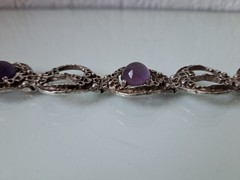 Exquisite, old Bracelet, 925 Silver, with Amethysts, Teka Theodor Klotz, 49.6g