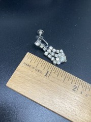 Vintage Clear Rhinestone 14 1/2” Necklace Signed D’ver N Y Screw Earring (3174)