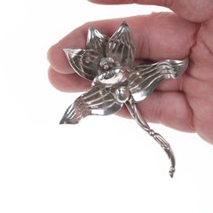 Hector Aguilar Taxco 940 sterling silver 3d orchid pin