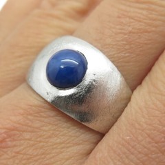 925 Sterling Silver Antique Art Deco Lab-Created Star Sapphire Ring Size 11.25