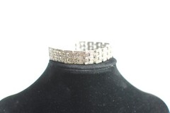 Vintage Silver Tone CU Rhinestone Linked Women Bracelet 7 inches