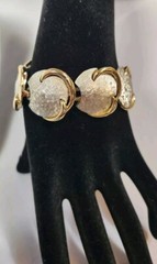 Vtg ART Link Bracelet Silver Gold Tone 1980s Geometric Jewelry Very Good