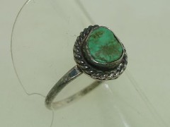 VINTAGE OLD PAWN STERLING SILVER & TURQUOISE RING! SZ 6