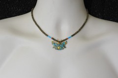 VTG late 60’s HTF Laurel Burch Necklace tian tsui inspired Butterfly bead bug