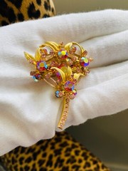 Vintage Juliana D&E Brooch Reference Book Piece 1964 60s MCM Pink Floral Spray
