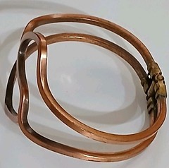 VTG MCM Brutalist Copper Bangle Bracelet Modernist Wavy Organic Hinged 7.5″ 25g