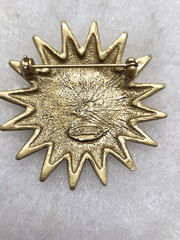 Vtg Danecraft brushed gold tone Sun Moon faces Pin