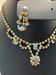 Vintage Aurora Borealis Demi Parure In Original Box Styled By Carmen