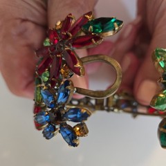 Miriam Haskell Floral Rhinestone Clamp bracelet.