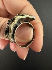 Women’s Ruffled Rose Ring Vintage Gold Tone Plated Metal Sz 8.0