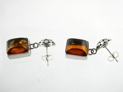 Lori Bonn Sterling Silver Amber Stud Earrings 925 6.7g 7/8 Inch Length