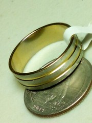 Vintage Stainless Steel Mens Ring Art Deco Line Color In Photo Size 12.5 B33