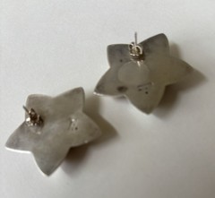 Vintage Thailand Sterling Silver 925 Pierced Earrings 5 Point Stars Flower 11g
