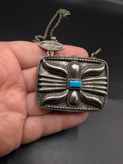 Vintage Estee Lauder Southwestern Style Solid Perfume/Locket Statement Necklace