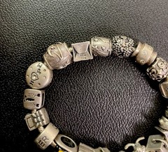 Vintage 925 Sterling Silver Mix Designers Charm Bracelet Jewelry 7 inch