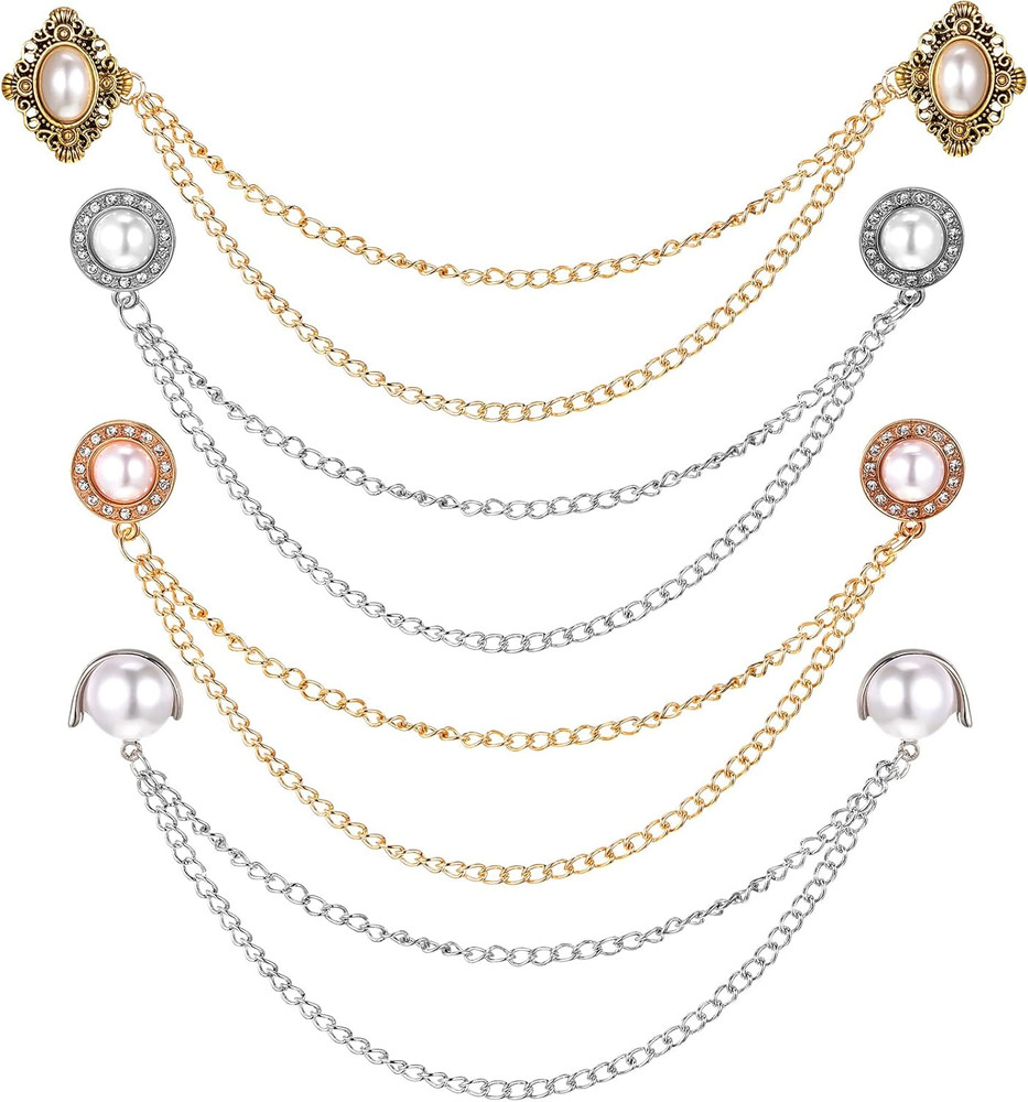Vintage Sweater Shawl Chain Clips 4 Pcs Antique Cardigan Collar Holders Decorati