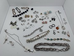 Vtg Modern Estate & Costume Jewelry Lot Mixed Materials Some Mismatch 63 Pc