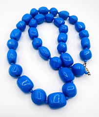 Vintage 80s Monet Cornflower Blue Acrylic Chunky Bead Necklace 30 in