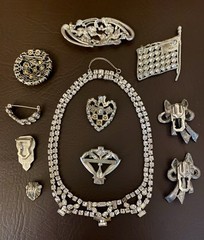Vintage REPAIR RESTORE Rhinestone Pot Metal Brooch Pin Lot Necklace High End