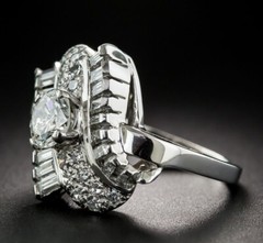 Iconic Retro Cluster Wedding Ring 2.2 Ct Simulated Diamond 14k White Gold Over