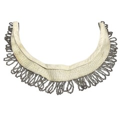 Vintage beaded collar accessory glittering silver tone bead dangles loops chic