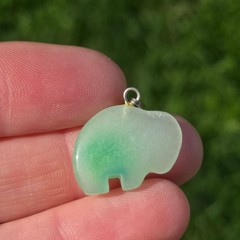 Vintage Jade Stone Buffalo Pendant Green White Bison Carved Charm Nature Jewelry