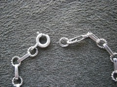 Dainty Textured Bar & Rope Link Chain Vtg 800 Silver Charm Bracelet 7.5″ ~ 2.5g